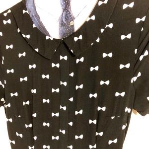 Bow Print Collared Dress